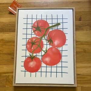 NWT Red Tomato Art Print with Wooden Frame 🍅